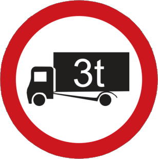 Maximum weight 3 tonnes