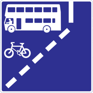With-flow bus and cycle lane ahead on the left