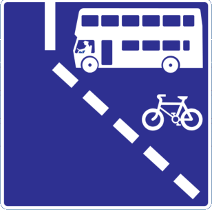 Bus and cycle lane ahead on the right