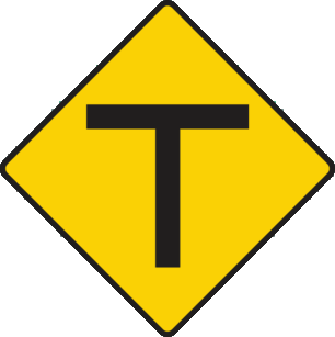T-junction with roads of equal importance