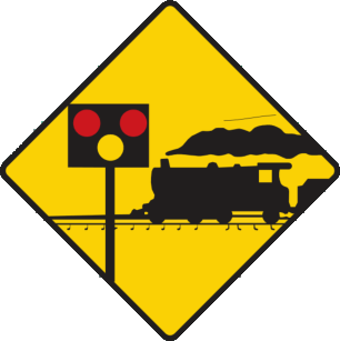 Level crossing with lights and barriers