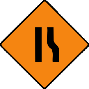 Road narrows from the right