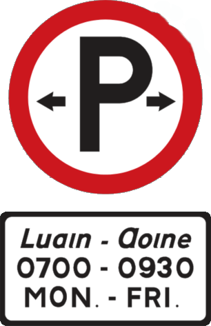 Parking permitted at times shown